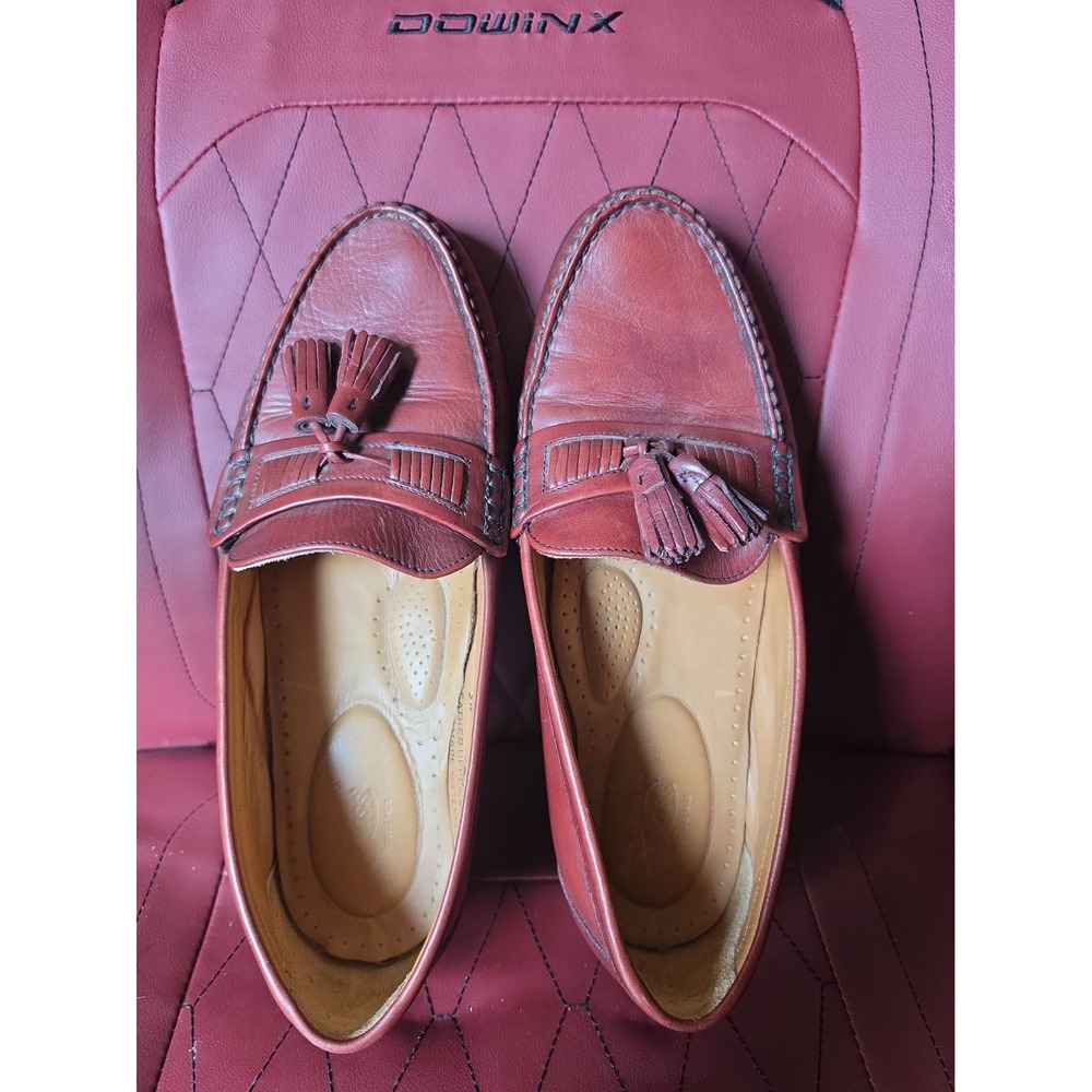 Bass Men's Brown Leather Tassel Dress Loafers Slip-On Round Toe US 9.5 M